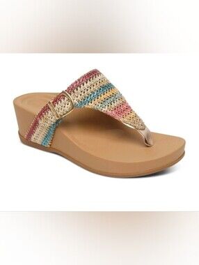 Aetrex Kate Multi-Woven Wedge Sandals Boho Arch Support Women's 9-9.5